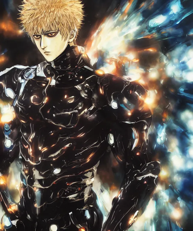 Prompt: genos from one punch man, collaborative painting by greg ruthowski, yoshikata amano, yoji shinkawa, highly detailed, complex, exquisite and beautiful, 4 k, 8 k, artstation