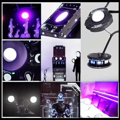 Prompt: techno music club for futuristic robots, rave, led lights, very detailed