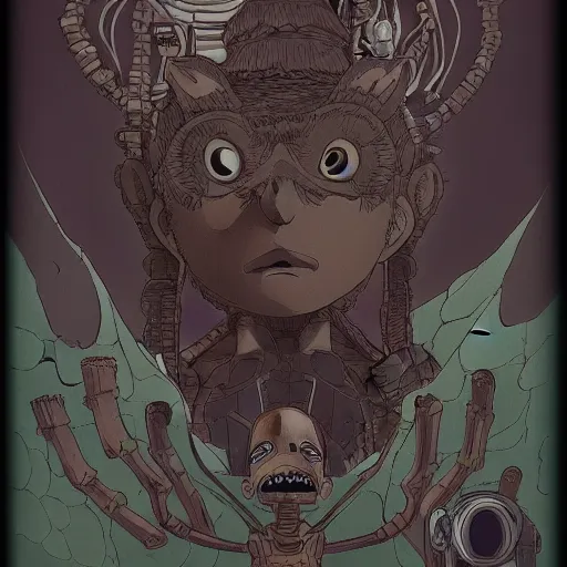 Image similar to a dark humanoid, hyper detailed, in the style of studio ghibli and and studio ghibli and studio ghibli, selfie