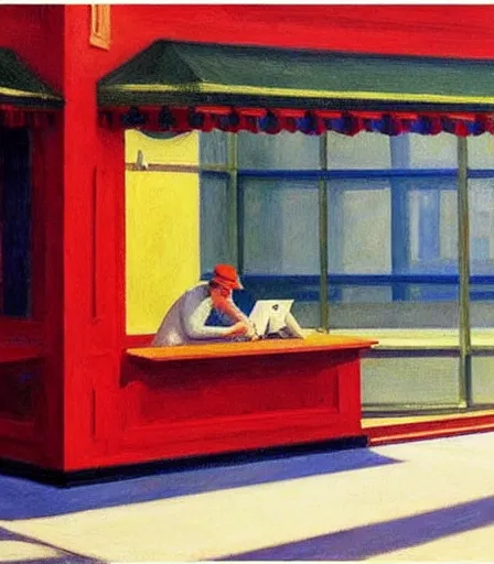 Image similar to impressive high quality high detail painting by edward hopper, hd,