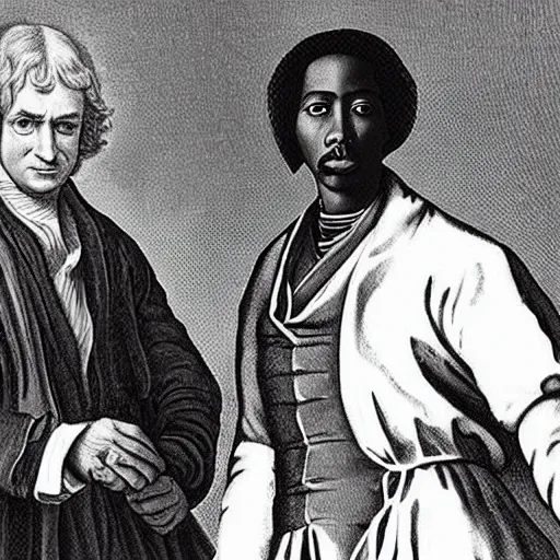 Image similar to sir isaac newton and tupac shakur, homies, good friends