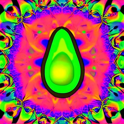 Prompt: avocado banana, psychedelic, digital art