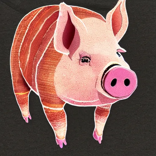 Prompt: pig made of bacon