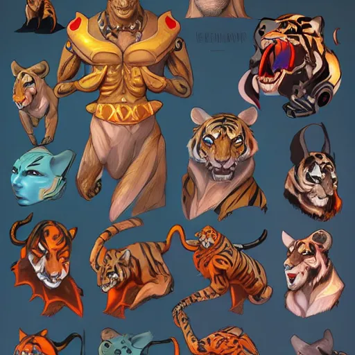 Image similar to exophilia, handsome, tiger alien race, arcana, godlike, harmony artstation