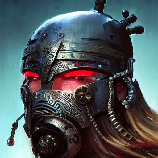 Image similar to cyberpunk viking helmet mask warrior goddess robot ninja fantasy, art gta 5 cover, official fanart behance hd artstation by jesper ejsing, by rhads, makoto shinkai and lois van baarle, ilya kuvshinov, ossdraws