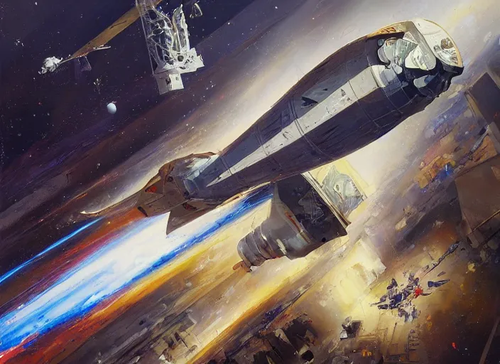 Image similar to SpaceX, concept art oil painting by Jama Jurabaev and John Berkey, extremely detailed, brush hard, artstation