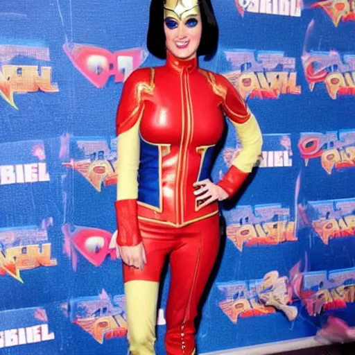 Prompt: katy perry dressed as captain marvel from california girls