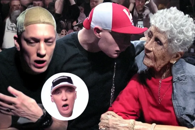 Image similar to eminem and grandmother rap battle