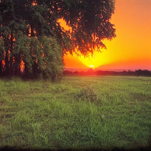 Prompt: a vibrant photograph of a old witcher, wide shot, outdoors, sunset photo at golden hour, wide - angle lens, soft focus, shot on a 2 0 0 3 camera, on flickr in 2 0 0 3