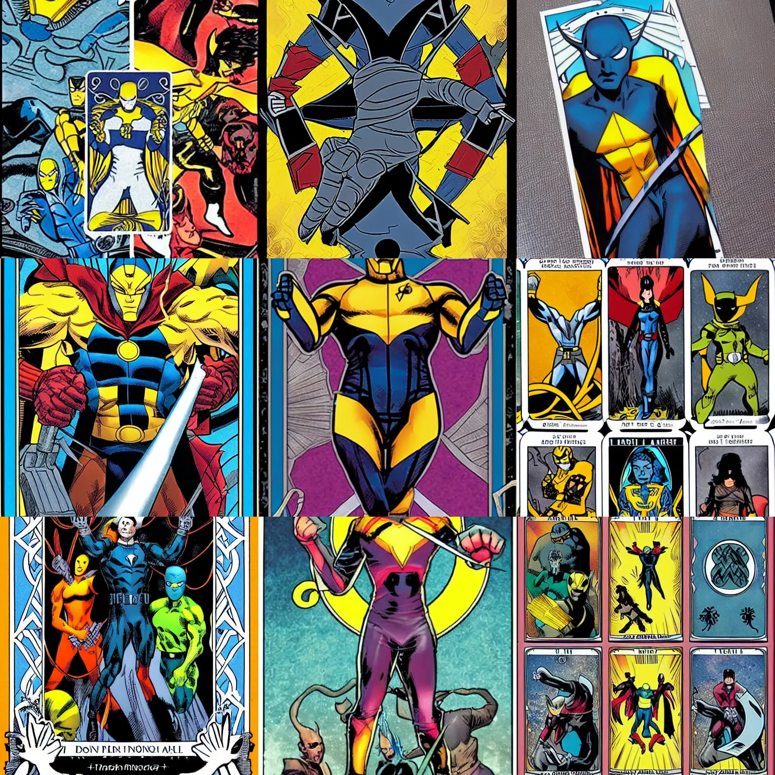 Prompt: a tarot card with xmen theme, marvel comics