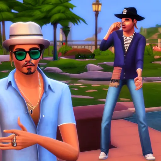 Prompt: Johnny Depp in the Sims 4