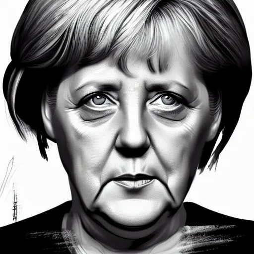 Prompt: concept art of angela merkel, vector art, by grzegorz domaradzki, brush hard, highly detailed, artstation, high quality