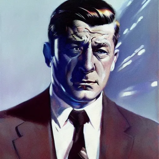 Image similar to ultra - realistic portrait painting of jim gordon. art by frank frazetta. 4 k. ultra - realistic. highly detailed. epic lighting