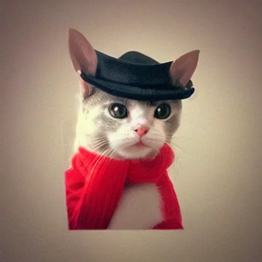 Image similar to cute cat wearing hat