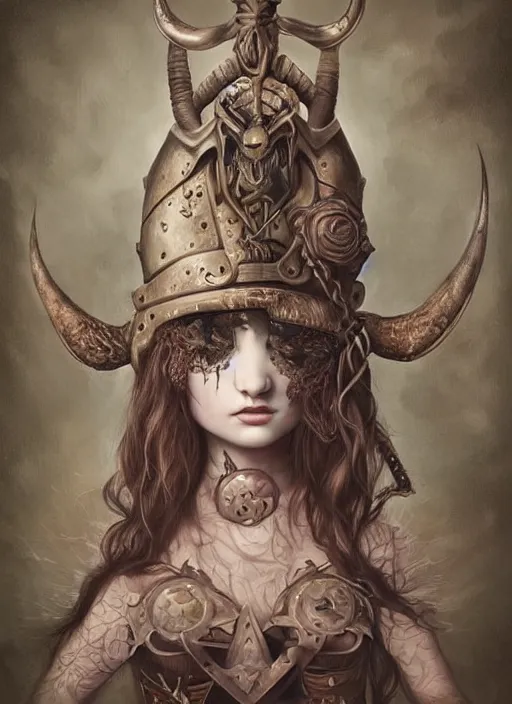 Image similar to pop surrealism, lowbrow art, realistic viking painting, armor, hyper realism, muted colours, rococo, natalie shau, loreta lux, tom bagshaw, mark ryden, trevor brown style,