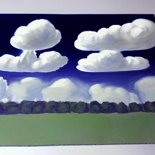 Prompt: Art demo of clouds in four point perspective.