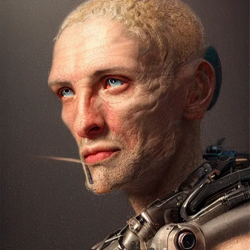 Prompt: ultra detailed, 4 k portrait of a cyborg man by rachel ruysch