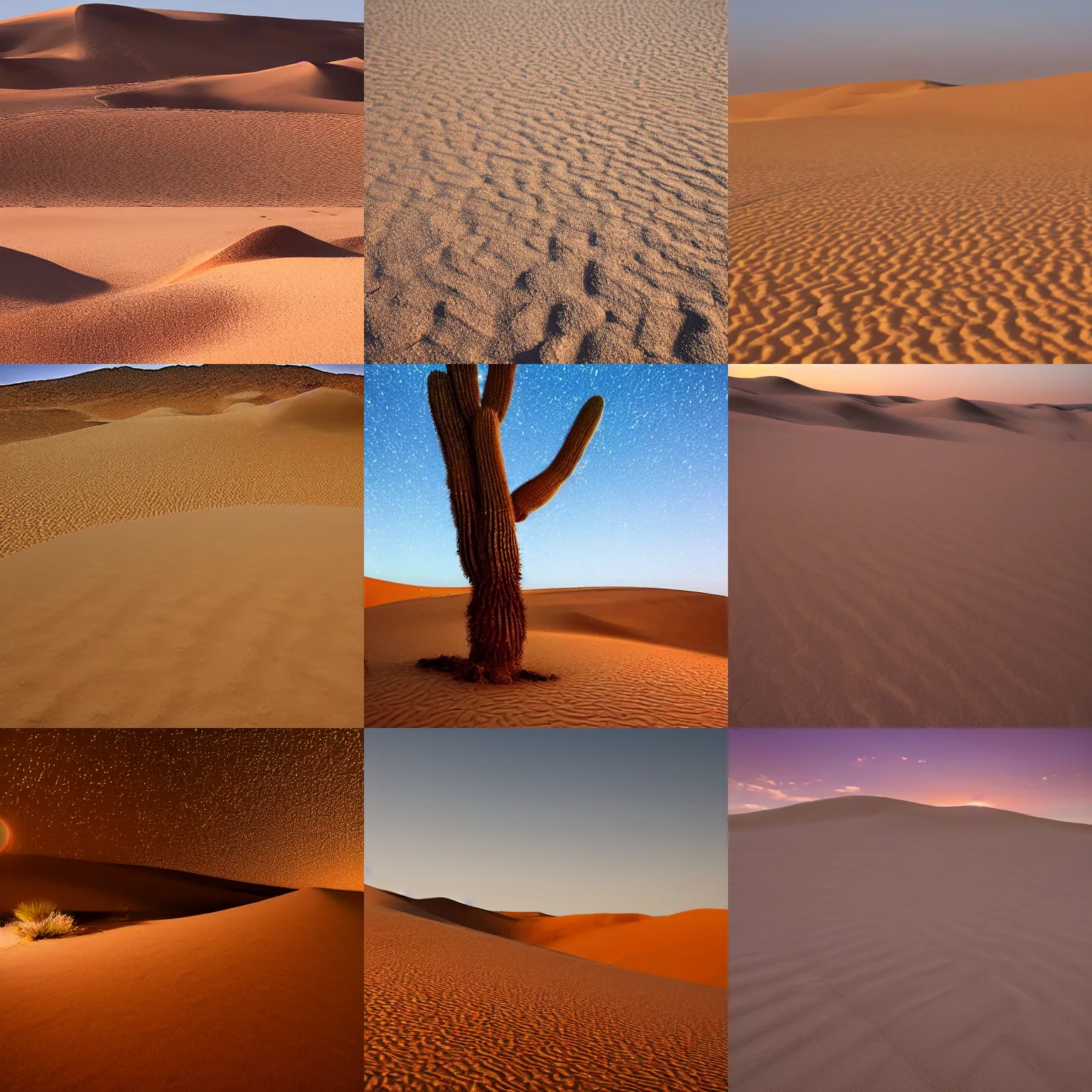 Prompt: desert sand feels warm at night