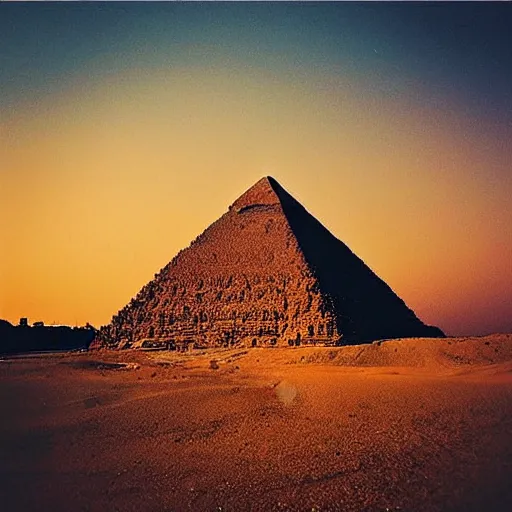 Prompt: “ the pyramids when they were first built, golden hour ”