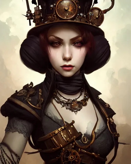 Prompt: dark steampunk princess, highly detailed, d & d, fantasy, highly detailed, digital painting, trending on artstation, concept art, sharp focus, illustration, global illumination, shaded, art by artgerm and greg rutkowski and fuji choko and viktoria gavrilenko and hoang lap