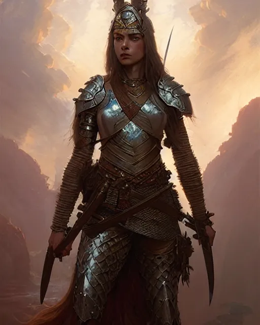 Image similar to a fierce warrior princess in full armor, fantasy character portrait, ultra realistic, concept art, intricate details, highly detailed by greg rutkowski, gaston bussiere, craig mullins, simon bisley