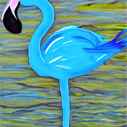 Prompt: blue flamingo