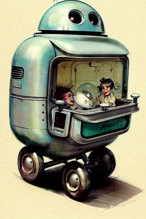 Prompt: ( ( ( ( ( 1 9 5 0 s retro future android robot wagon. muted colors., ) ) ) ) ) by jean - baptiste monge,!!!!!!!!!!!!!!!!!!!!!!!!!