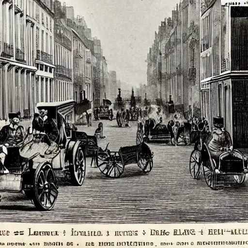 Prompt: une rue de paris vide avec des voitures garees en 1 8 3 0