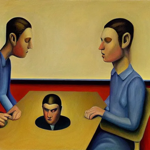 Image similar to clones, grant wood, pj crook, edward hopper, oil on canvas