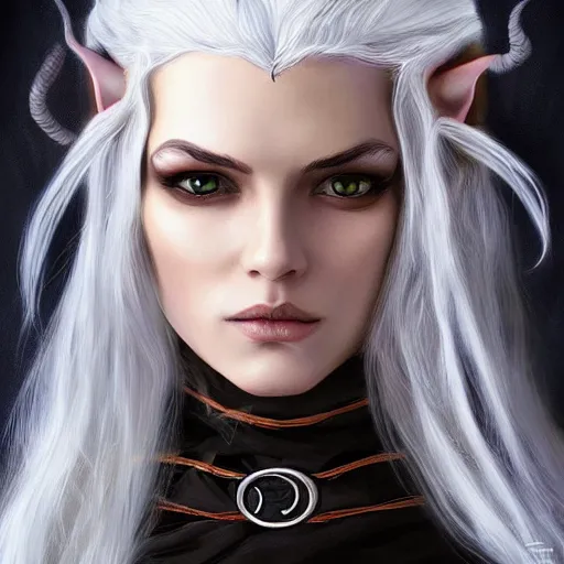 Prompt: portrait of a witch, elf, lord of the rings, by artgerm, digital illustration