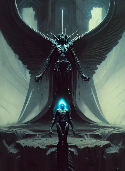 Prompt: rebulon the ancient arch angel - demon, by greg rutkowski and giger, masterpiece concept art, 8 k, intricate detail, cinematic lighting, epic pose, deep colors, majestic view