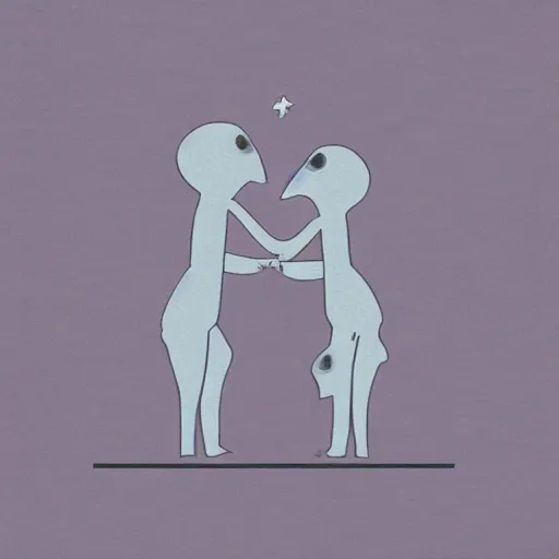 Image similar to two grey aliens kissing