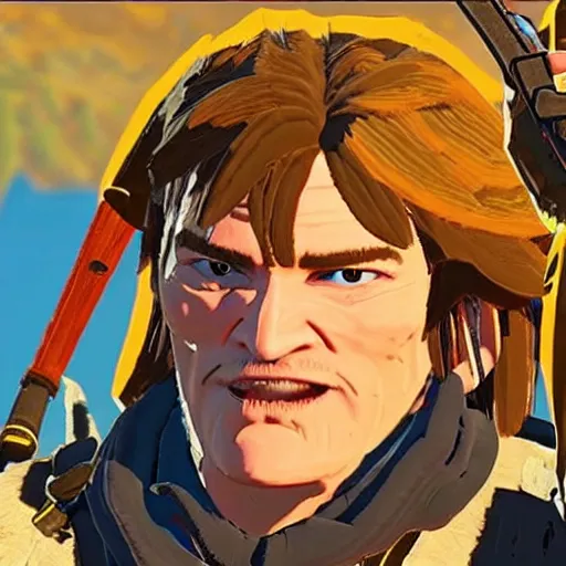 Prompt: quentin tarantino in the video game breath of the wild