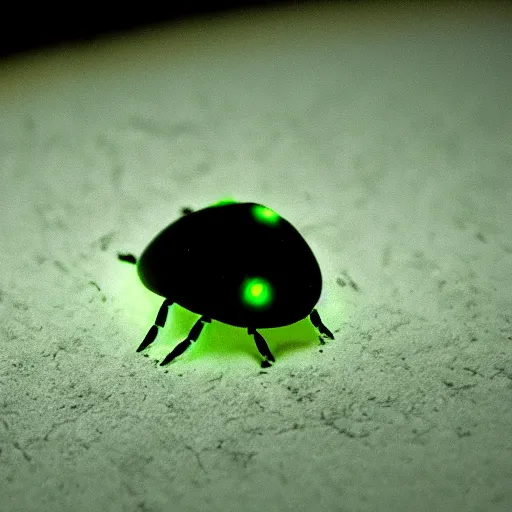 Image similar to a single bioluminescent bug in a sea of darkness. award winning 3 5 mm