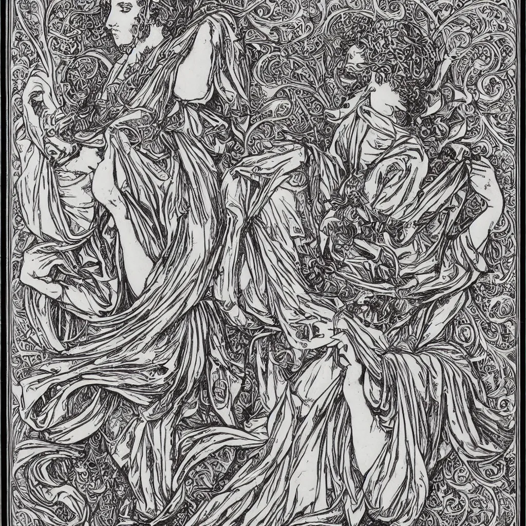 Image similar to phalic engraving , art nouveau, monochromatic