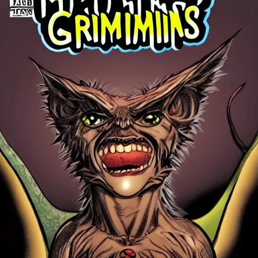 Prompt: comic book cover for a comic about gremlins,