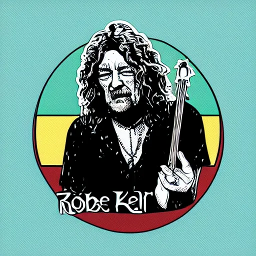 Image similar to robert plant from led zepelin singing, sticker - art, svg vector, adobe - illustrator