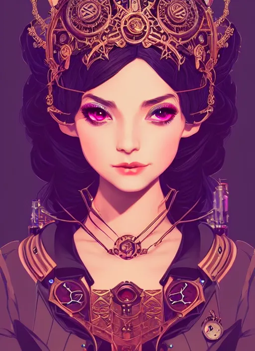 Image similar to a beautiful princess, adorned with steampunk accessories, league of legends arcane, intricate, elegant, highly detailed, digital painting, artstation, concept art, smooth, sharp focus, cyberpunk synthwave, vaporwave, 8 k, by audrey kawasaki and ilya kuvshinov