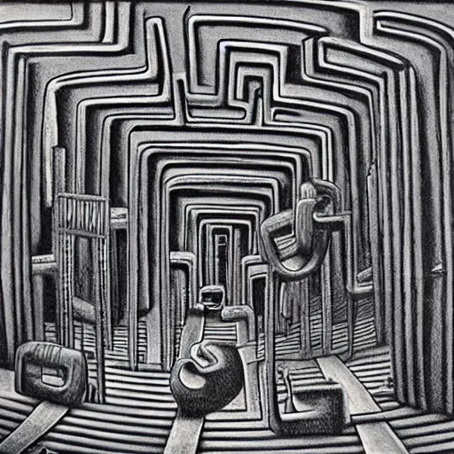 Image similar to surreal concrete maze by pj crook