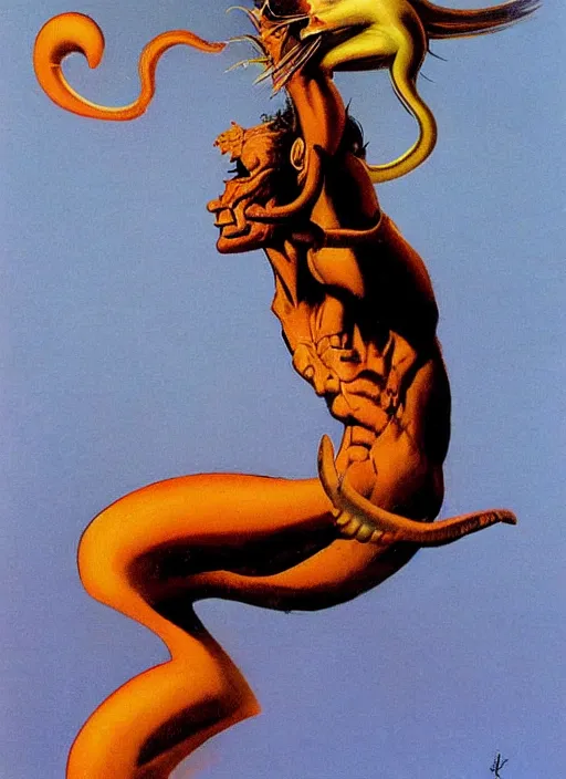 Prompt: kokopelli by frank frazetta and boris vallejo