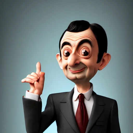 Image similar to Mr Bean in a 3D Animated Mr Bean film animated by Illumination, portrait, photograph, realistic, hyperrealistic, highly detailed, very detailed, extremely detailed, detailed, digital art, trending on artstation