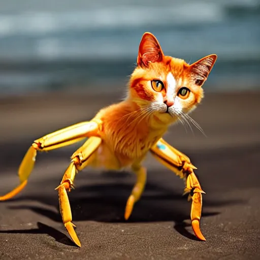 Image similar to a crab - cat - hybrid, animal photography