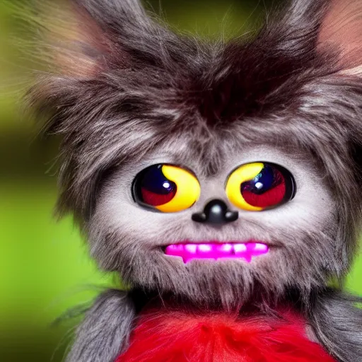 Prompt: a demonic furby with human teeth