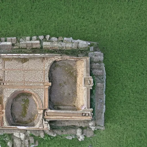 Prompt: a drone photo of a perfect Roman Villa in Roman England in 350 AD