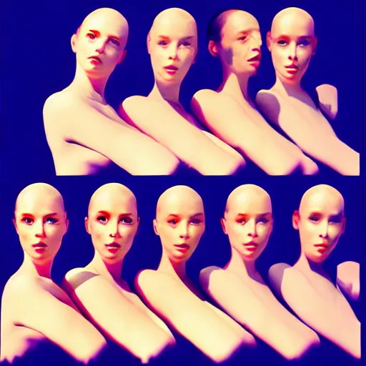 Image similar to “ a row of identical pretty women, clones, hyper realistic, in the style of houston sharp ”