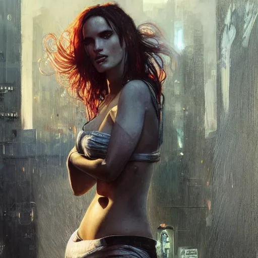 Image similar to bella thorne and megan fox, hyperrealistic full figure, bladerunner street, art of elysium by jeremy mann and frank frazetta and alphonse mucha, fantasy art, photo realistic, dynamic lighting, artstation, full figure poster, volumetric lighting, very detailed face, 4 k, award winning