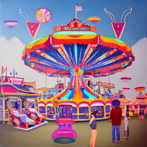 Image similar to painting of a funfair, by rik oostenbroek, james jean, amy sol