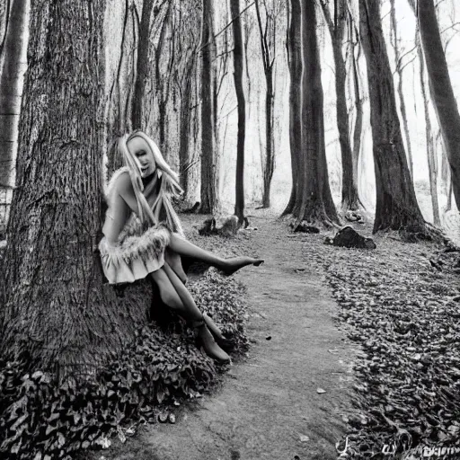 Prompt: Once upon a time there was a fairy in the forest and everything around her became black and white.