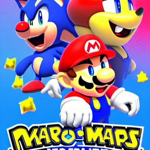 Image similar to super mario, kirby, sonic the hedgehog, super smash bros, star wars themed movie poster high detail accurate eyes and good gesture poses, pokemon anime cartoon style