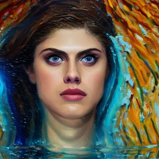 Image similar to alexandra daddario as mermaid underwater oil painting, 4 k